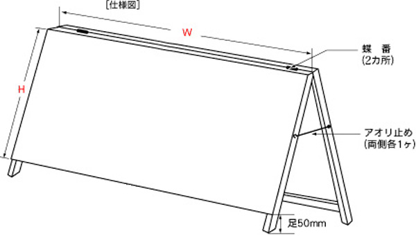 A型看板(ヨコ型)仕様図
