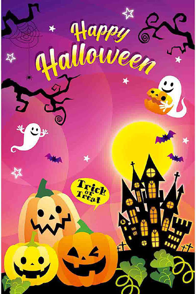 ハロウィンバックスクリーンシート【カラフルハロウィン】
