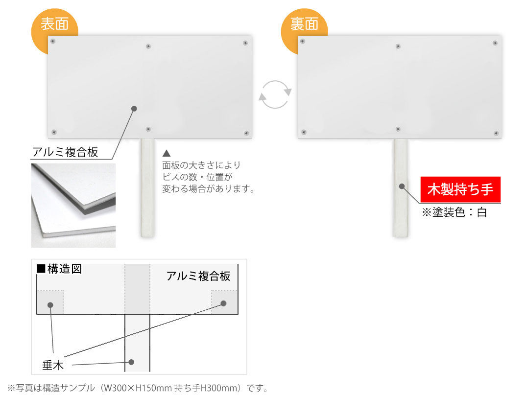 プラカード 両面 持ち手木製 着脱タイプ イベント看板の クイックサイン スマイル工房 Quickskgn Jp